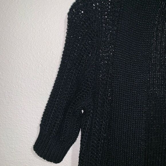 Moth Anthropologie Black Long Cardigan Waxed Knit - Picture 2 of 8